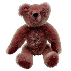 Mini figura de felpa articulada de oso mohair rosa de 3" Deb Canham - Imagen 1 de 6