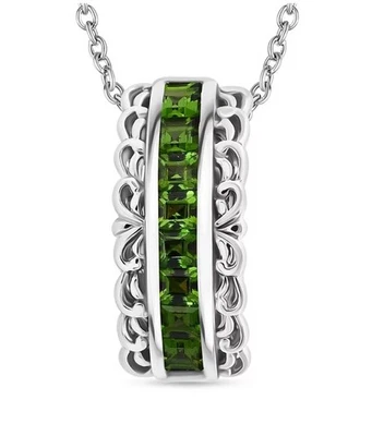 "Collar colgante de plata esterlina rodio arco real de 1,25 quilates con diopsido cromado de 20""" Foto 1 de 4