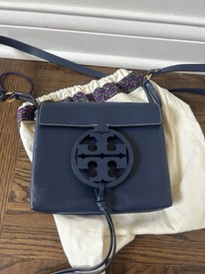 Tory Burch Miller Square Leather Small Navy Blue Crossbody Bag - Picture 1 of 11