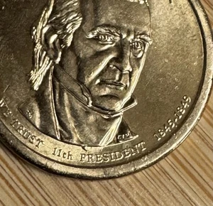 2009 P James K. Polk Presidential Dollar Base Of Bust Cud /Die Chip Error Coin - Picture 1 of 4