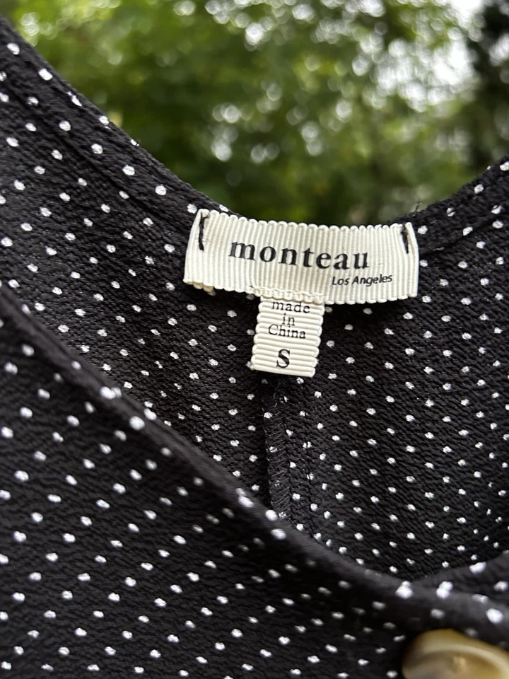 Romper Monteau Los Angeles preto bolinhas botão frontal tamanho. Pequeno (comprimento do tornozelo) - Imagem 1 de 4