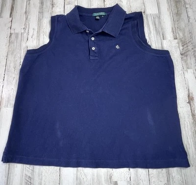 Ralph Lauren Sport Shirt Womens Size XL Blue Sleeveless Polo Shirt Golf Tennis - Image 1 of 4