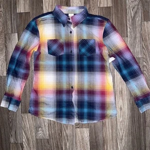 Arizona Jean Co Girls Plaid Flannel Button-Up Shirt Size 10-12 VTG western horse - Picture 1 of 5