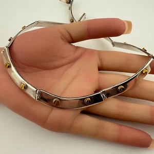 Collar Vintage Taxco México Plata de Ley 925 Cabeza de Uñas Dos Tonos 16"" 70.9g - Imagen 1 de 5