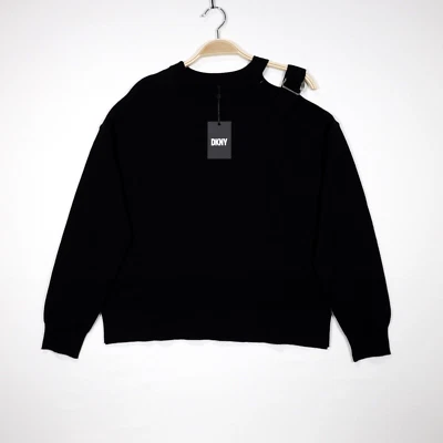 Top DKNY para mujer manga larga ajustable con correa para el hombro negro talla S Foto 1 de 4