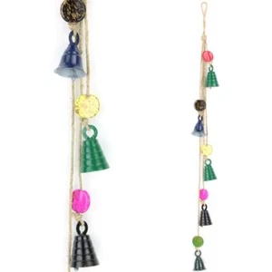 Hanging Mobile Decoration String Beads BELLS LOUDelephant Colourful Hand Painted - Picture 1 of 9