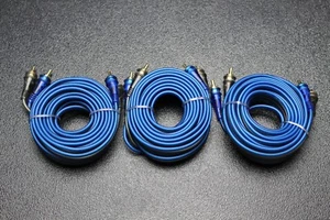3 PIEZAS 17 FT CABLE RCA AZUL GRIS 2 CANALES COCHE AMPLIFICADOR HOGAR AUDIO ESTÉREO BLS-17 - Imagen 1 de 5