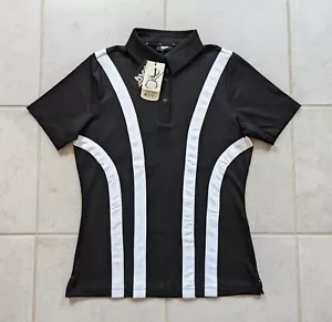 PXG Women's XS Golf Performance Polo Shirt Black White Striped Short Sleeve NEW - Picture 1 of 6