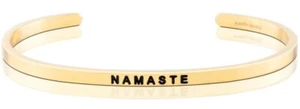 💮  Mantraband NAMASTE Stainless Steel Gold Finish - Picture 1 of 4