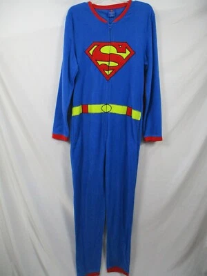 Superman Mens Union Suit Medium Blue Zips Fleece Cape DC Comics Red Polyester - Image 1 of 4