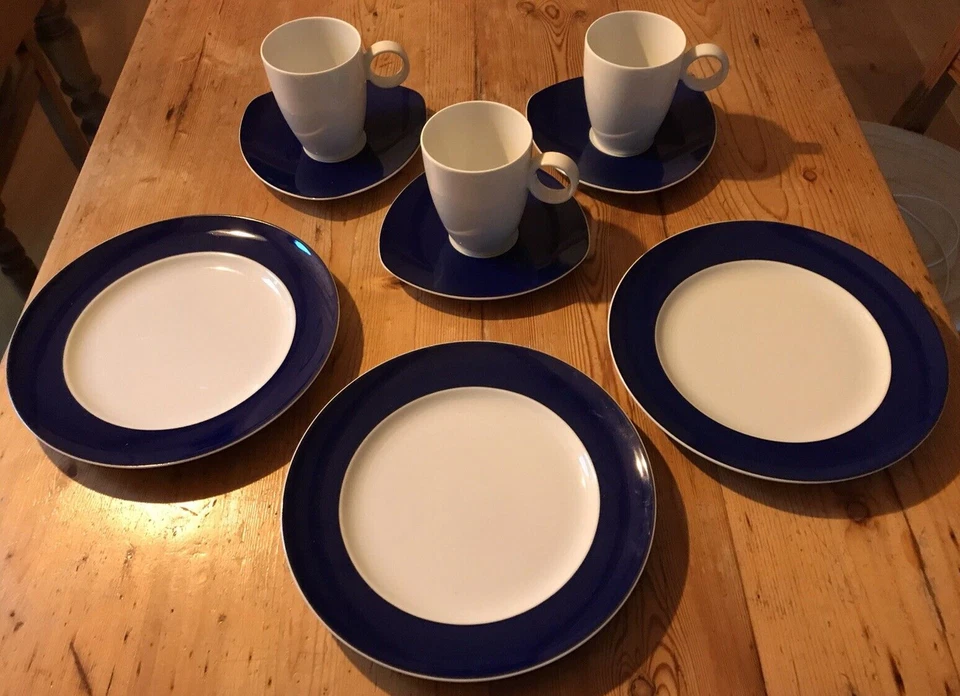 Thomas Rosenthal Group Germany Vario Blue Blau 3 Gedecke Teller Tassen - Bild 1 von 4