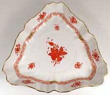 MINT Vtg Herend Hungray Chinese Bouquet Rust Triangle 10" Vegetable Serving Dish