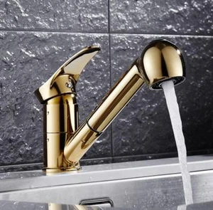 Grifo de lavabo de cocina de baño extraíble con dos caños rociadores mezclador giratorio grifo de latón - Imagen 1 de 8