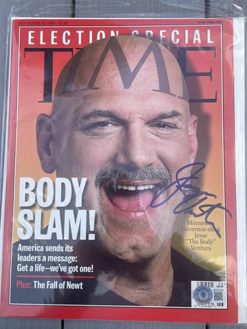 Jesse Ventura Signed Auto Time Magazine - Beckett Cert - WWF WWE - MN Governor Cover
