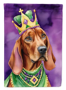 Redbone Coonhound King Queen of Mardi Gras Flag Canvas House Size DAC4868CHF - Picture 1 of 4