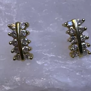14k Yellow Gold Diamond Earrings .5” 2.10g (AT225-8) - Picture 1 of 14