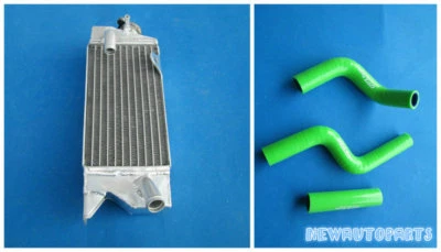 Radiador y manguera de aluminio verde para Kawasaki KX80 KX85 KX100 2001-2009 05 06 07 08 Foto 1 de 4
