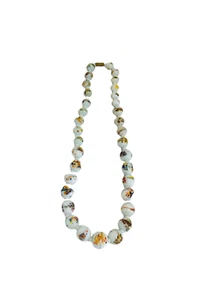 Vintage Murano Lampwork Konfetti Glas Perlen Halskette 18,5" weiß mehrfarbig - Bild 1 von 24