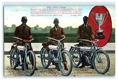 Postal del equipo YALE 1909 Chicago Motorcycle Club Endurance Race Winners  Foto 1 de 4