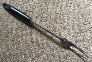 Ekco Chrome Plated Meat Fork Black Handle USA 12.5 Inches Long - Picture 1 of 4