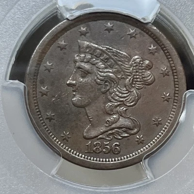 1856 1/2c Braided Hair Half Cent PCGS XF 45 - Image 1 of 4