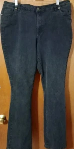 Denim 24/7 Black Jeans Sz 18W Tall 5 Pocket Stretch 12" High Rise GUC - Picture 1 of 7