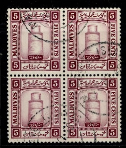 MALDIVE ISLANDS GV SG14A, 5c mauve, FINE USED. Cat £40+ BLOCK x4 - Picture 1 of 1