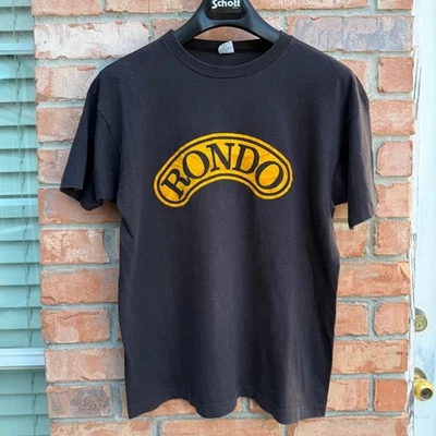 Vintage 70s Champion Blue Bar Black Cotton Tee Shirt Size XL Flock Print - Image 1 of 4