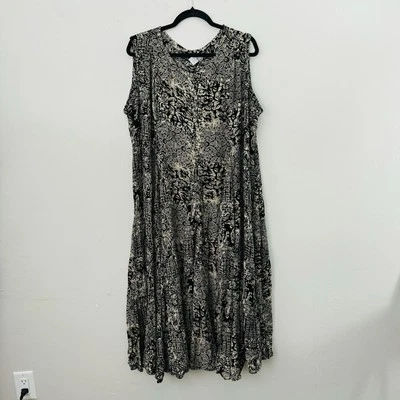 Vestido Sheri Martin New York Negro Y Dorado Sin Mangas Patrón Floral Para Mujer’s 2X Foto 1 de 4