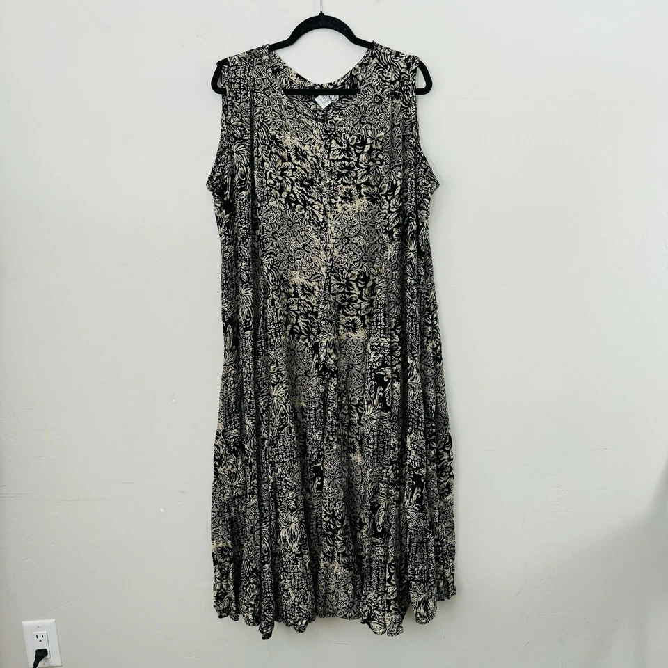 Vestido Sheri Martin New York Negro Y Dorado Sin Mangas Patrón Floral Para Mujer’s 2X Foto 1 de 4