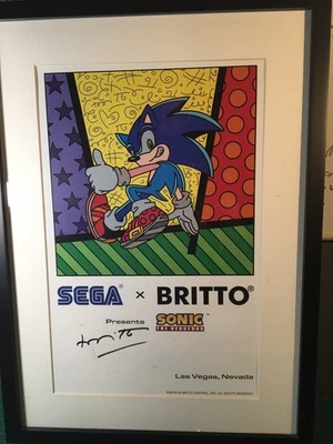 ROMERO BRITTO Sonic The Hedgehog 11 X 17 impresión firmada y enmarcada Foto 1 de 4