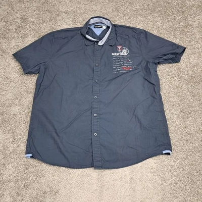 Charles Vogele Men's Button Up Short Sleeve Shirt Blue X-Large - Image 1 of 4