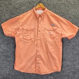 Columbia PFG Shirt Mens 2XL Orange Short Sleeve Vented Fishing Cotton - Picture 1 of 13