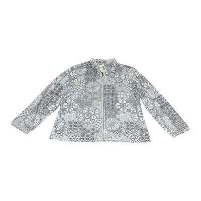 NWT Zenergy by Chico's Patch Tile Jacket Black White Zip Front Women's Size 3 - Image 1 of 4