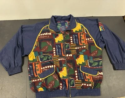 Chaqueta Catalina Vintage Años 90 Cremallera Completa Para Hombre XL Multicolor Azul Marino Diseño Floral Foto 1 de 4