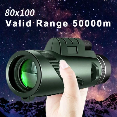 80x100 High Power Monocular Telescope BAK4 Prism HD Zoom with Tripod for Hunting - Image 1 of 4