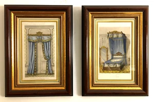 Gardinen & Himmelbett farbige Auquatints um 1850, 2 gerahmt in französischem Blattgold - Bild 1 von 11