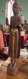 Buddha Wood Hand Carved Vintage Antique Teak Sculpture Statue Original 106cm 8kg - Picture 1 of 22