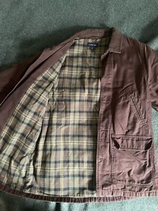 Lands End Flannel Pattern Corduroy Trim Chore Work Jacket Medium Brown 38-40 - Picture 1 of 5