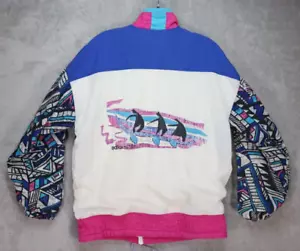 Rare Vintage 80s adidas Trefoil Geometric Canoe Kayak Surf Beach Jacket Medium - Picture 1 of 11