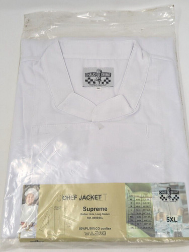 Giacca Chef 5XL Bianca Supreme Manica Lunga Bottone Foro Chaud Devant