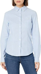 Lee Juniors Lt Blue Stretch Oxford Blouse E9355JL Long Sleeve Uniform Sizes S-XL - Picture 1 of 2