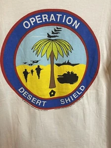 Vintage Desert Shield Storm T Shirt Stitch 1990 Double Sided Adult Large White - Picture 1 of 8