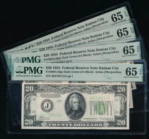 AC $20 1934 Kansas City PMG 65 EPQ Fr 2054-J (price for one) - Picture 1 of 2