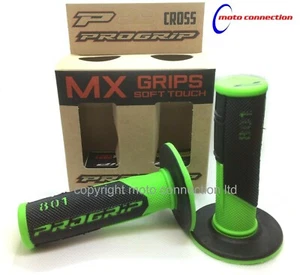 KAWASAKI KX65 KX80 KX85 KX100 GRIPS - PRO GRIP 801 BLACK / FLUO GREEN MX GRIPS - Picture 1 of 1