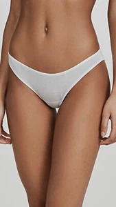 Skin Women's White Organic Pima Cotton Jersey Bikini Brief Panty Sz M - Picture 1 of 3