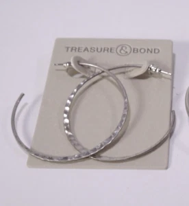 Pendientes de aro de plata delgados martillados para mujer Nordstrom Treasure & Bond nuevos con etiquetas 29 - Imagen 1 de 4