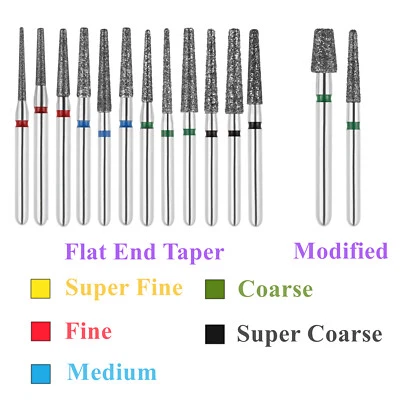 10pc Dental FG High Speed Diamond Burs Flat End Taper Shape Polishing Burs - Image 1 of 4