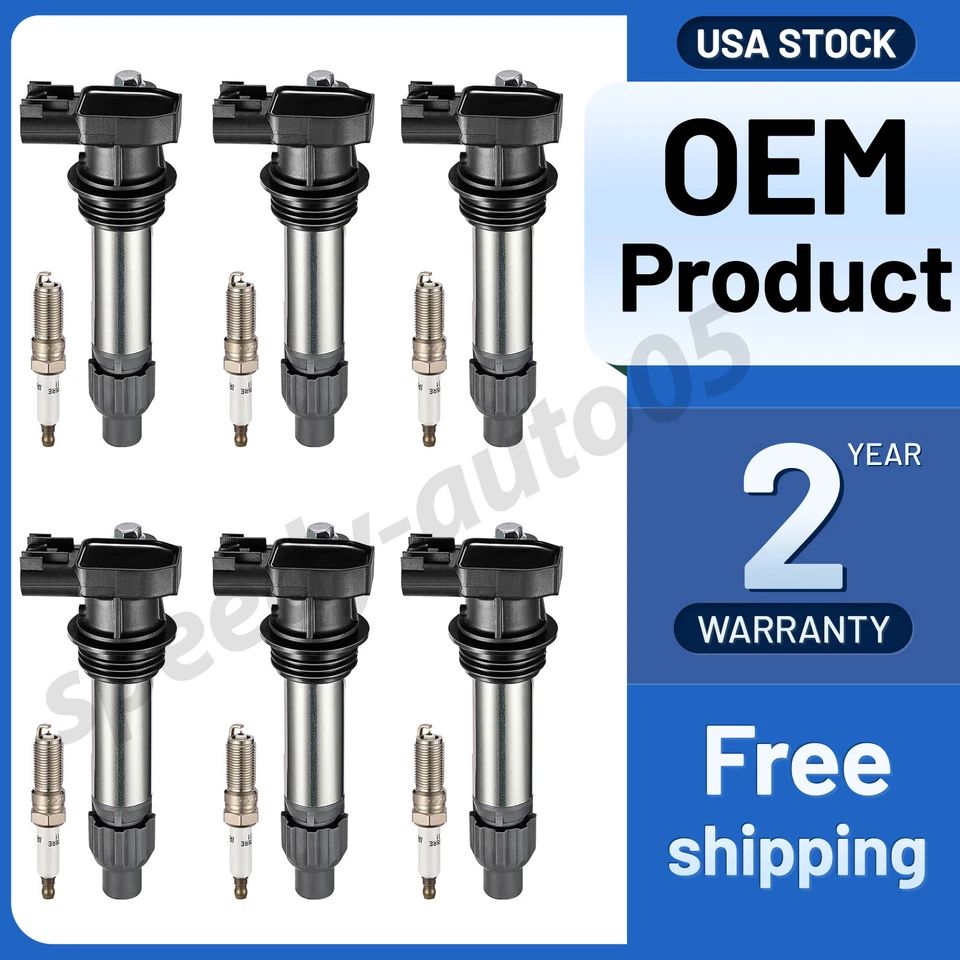 6 Ignition Coils Pack UF569 + Spark Plug For 2013-2017 Chevrolet Equinox 3.6L V6 - Image 1 of 4