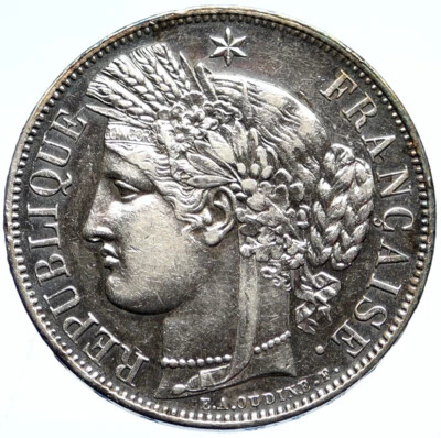 Moneda francesa de 5 francos de plata antigua corona LIBERTAD 1850 A FRANCE i99578 Foto 1 de 3